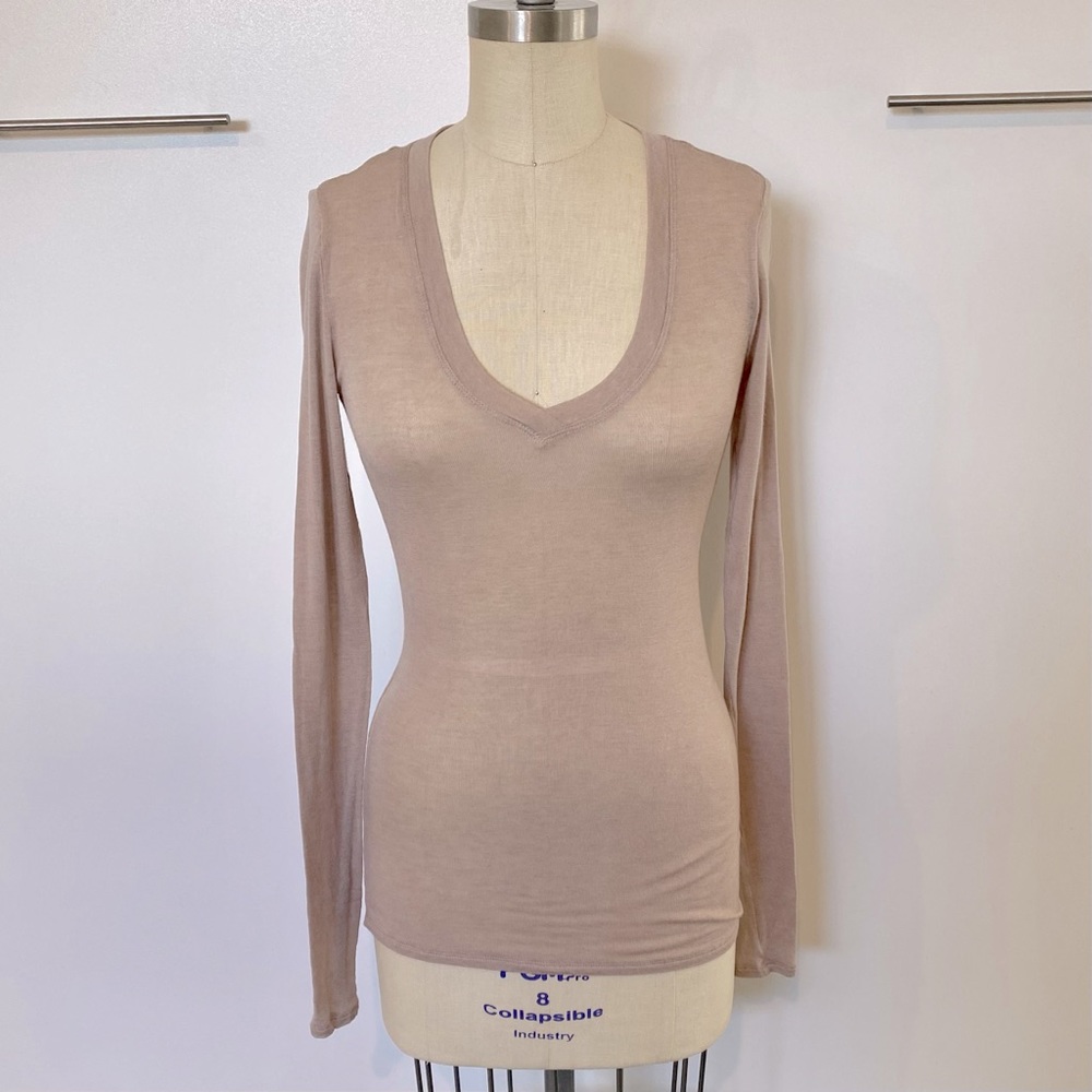BCBG MaxAzria Tan Long Sleeve Shirt - sz S